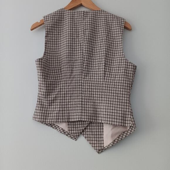 Lioness Multicolored Checkered Button Front Vest Top Sz M - Picture 2 of 6